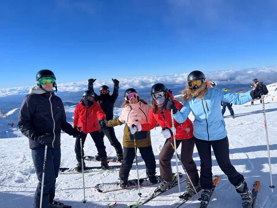 Employees in ski equipment in Sierra Nevada ski resort